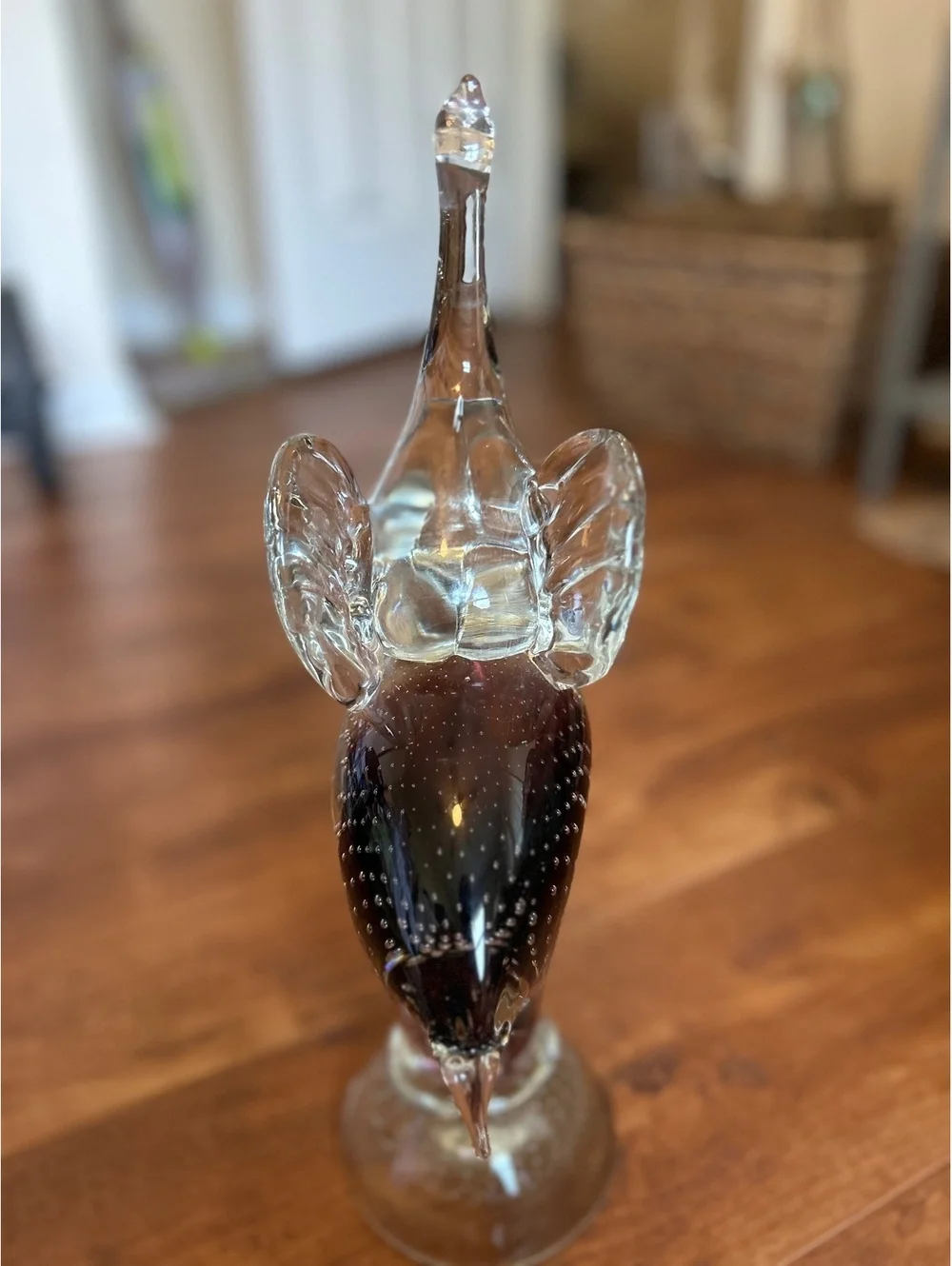 Vintage Murano Art Glass Elephant Figurine with Air Bubbles